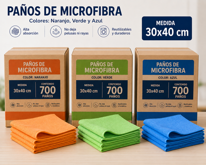 Paños microfibra multiuso 30x40 - 700 paños por caja IVA Incluido