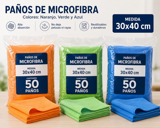 Paños microfibra multiuso 30x40 - 700 paños por caja IVA Incluido